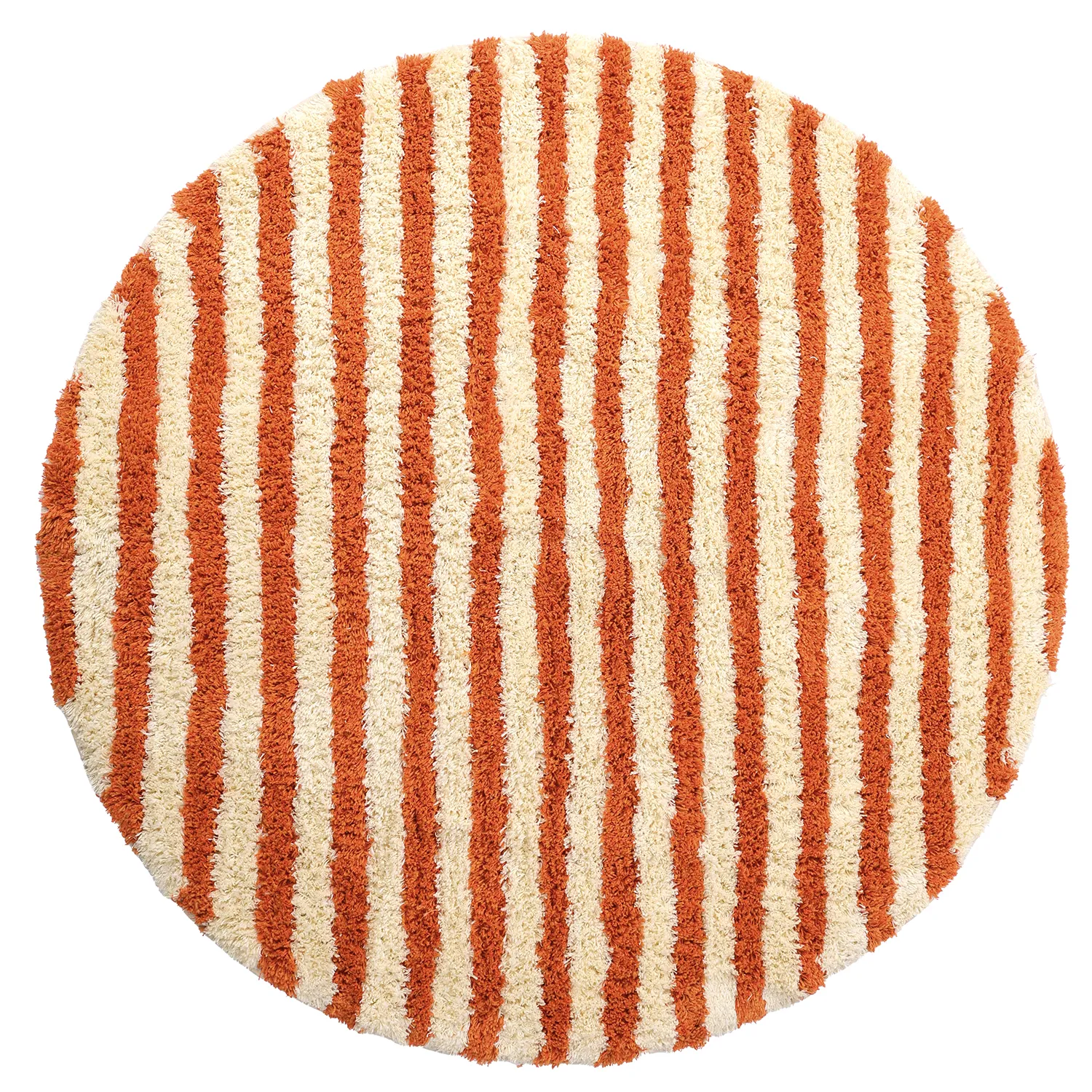 Rund Teppich - Thira Stripe Cotton Shaggy (hellgelb/hellorange)