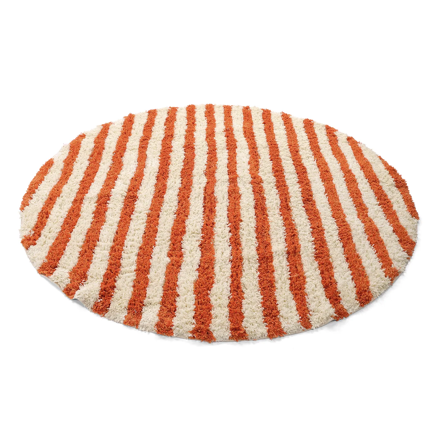 Rund Teppich - Thira Stripe Cotton Shaggy (hellgelb/hellorange)
