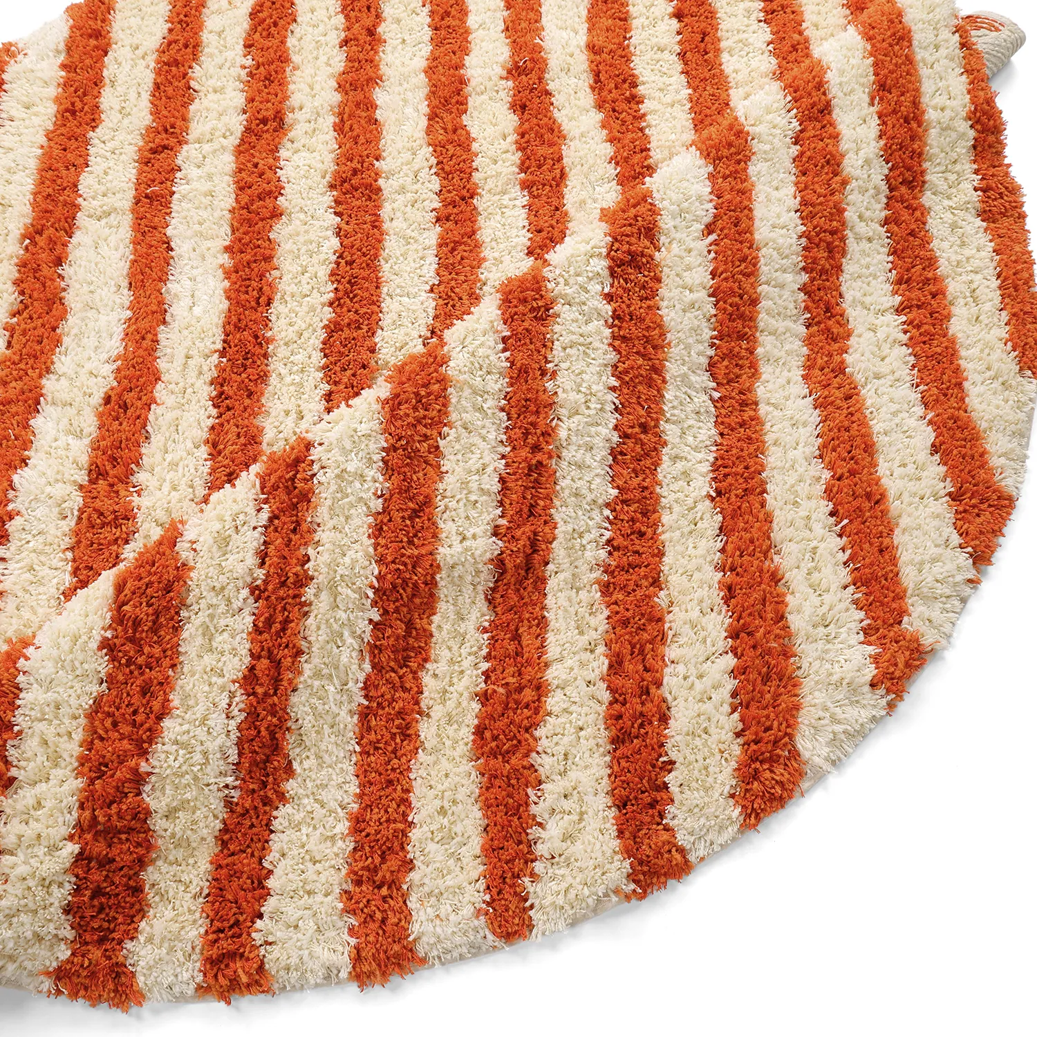 Rund Teppich - Thira Stripe Cotton Shaggy (hellgelb/hellorange)