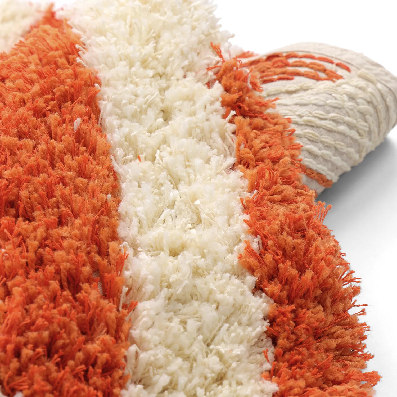 Rund Teppich - Thira Stripe Cotton Shaggy (hellgelb/hellorange)