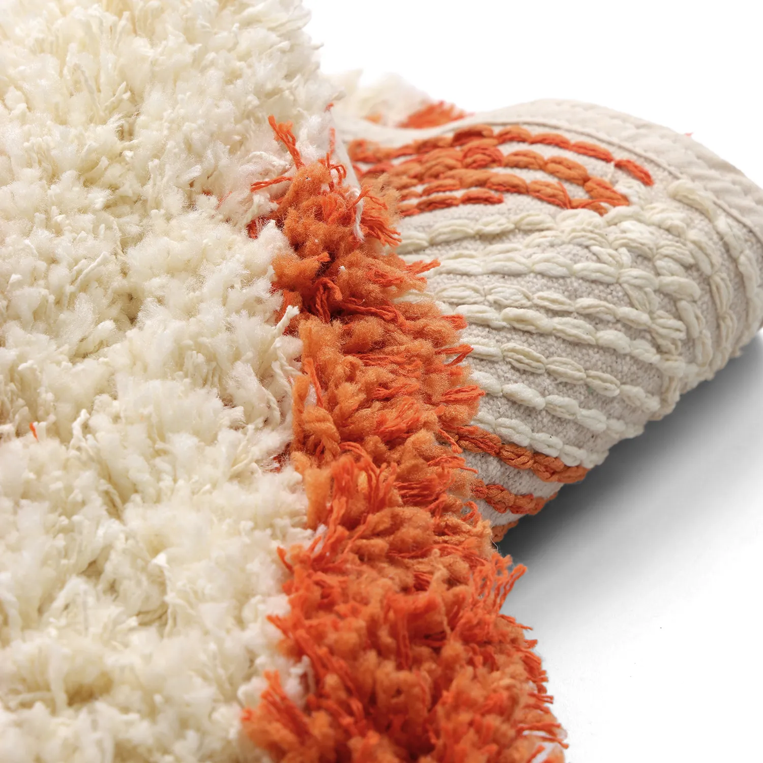 Rund Teppich - Thira Stripe Cotton Shaggy (hellgelb/hellorange)