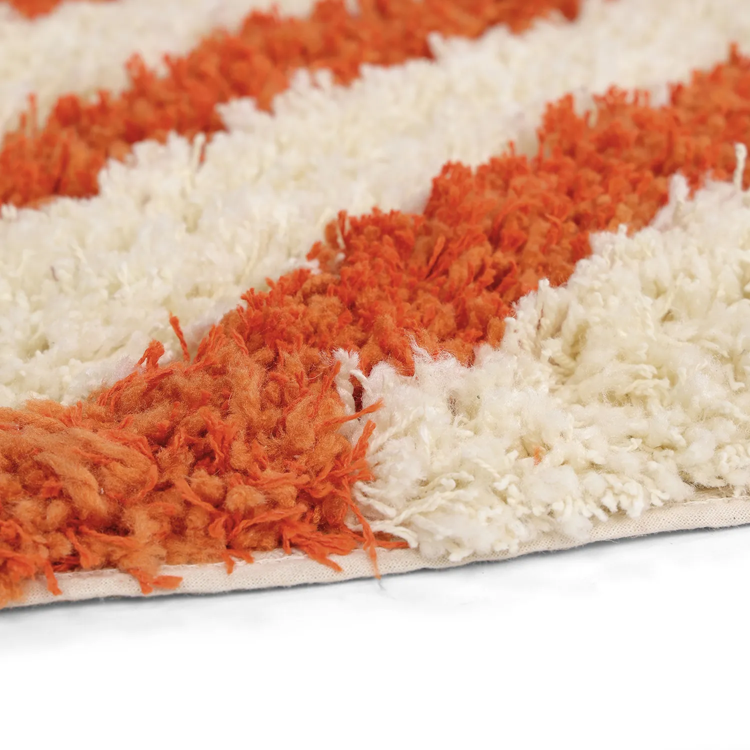 Rund Teppich - Thira Stripe Cotton Shaggy (hellgelb/hellorange)
