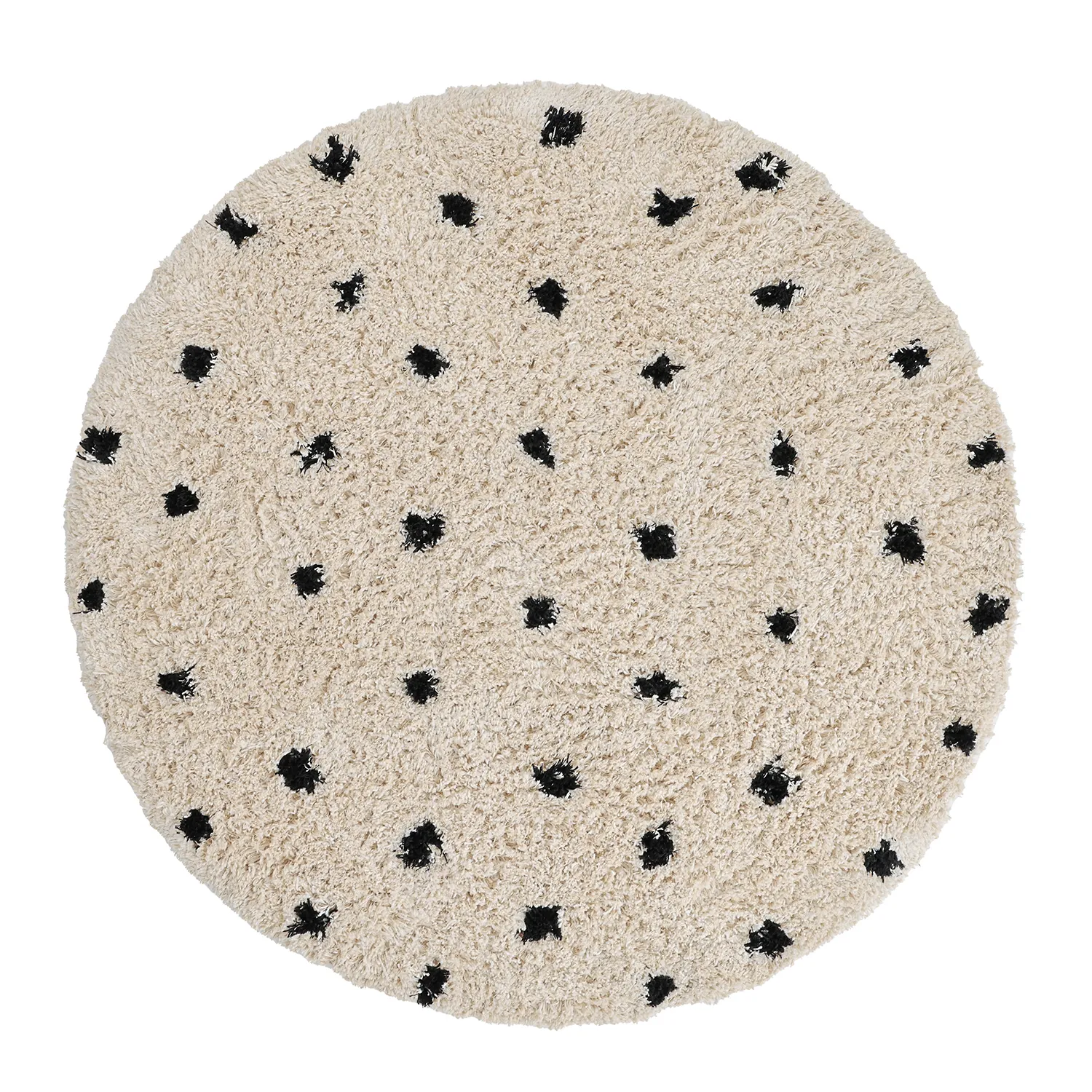 Rund Teppich - Soria Natural Cotton Shaggy (offwhite/schwarz)