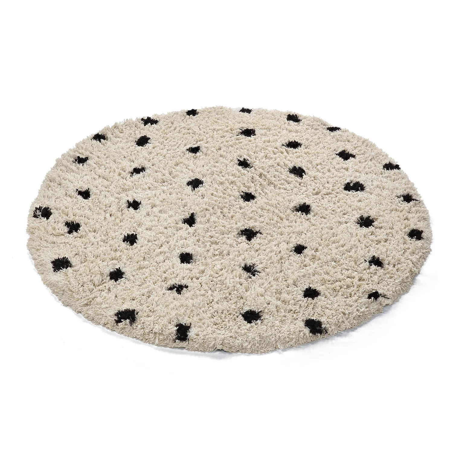 Rund Teppich - Soria Natural Cotton Shaggy (offwhite/schwarz)