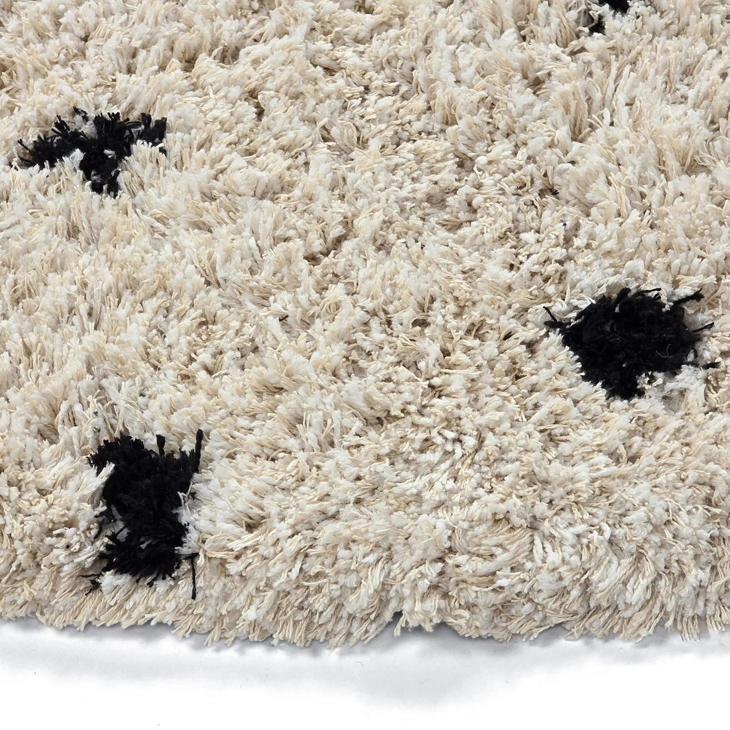 Rund Teppich - Soria Natural Cotton Shaggy (offwhite/schwarz)
