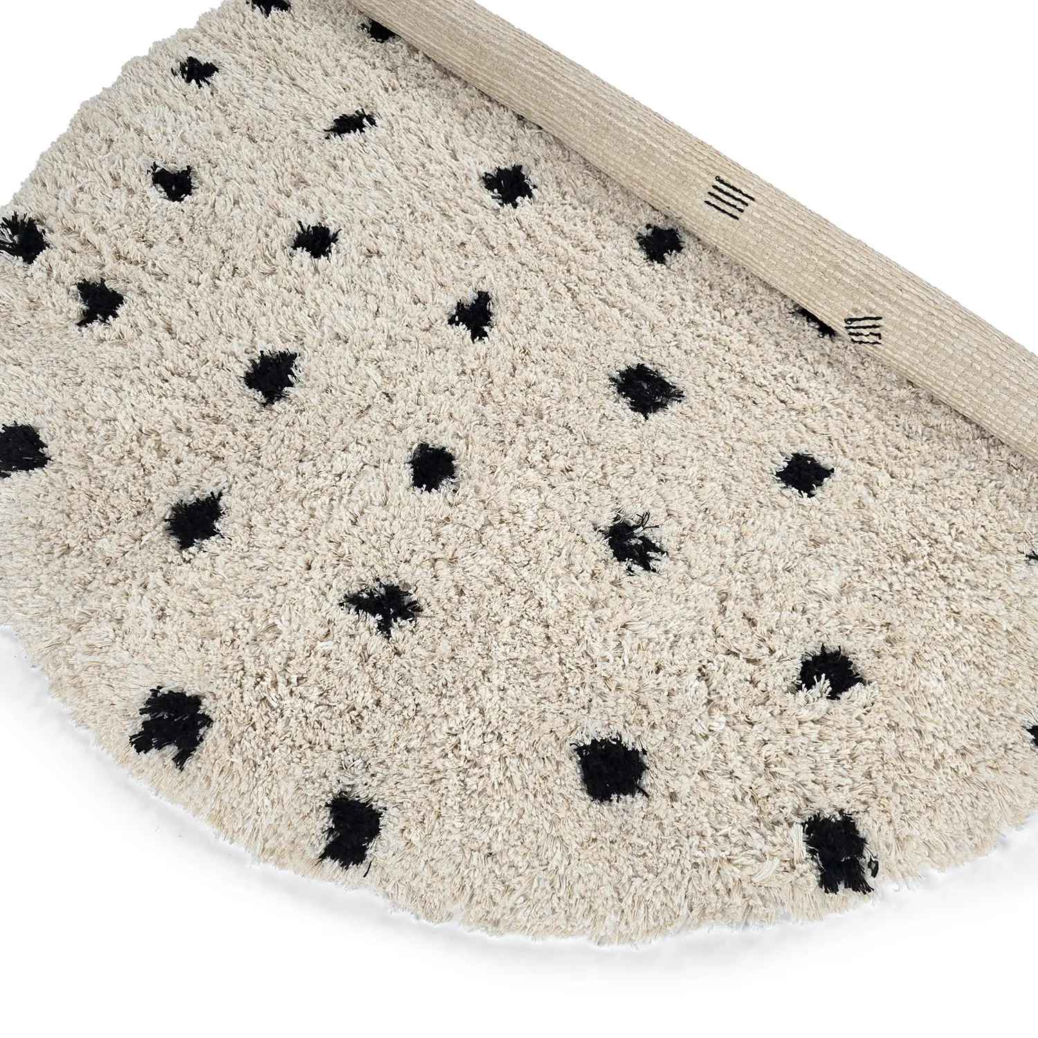 Rund Teppich - Soria Natural Cotton Shaggy (offwhite/schwarz)