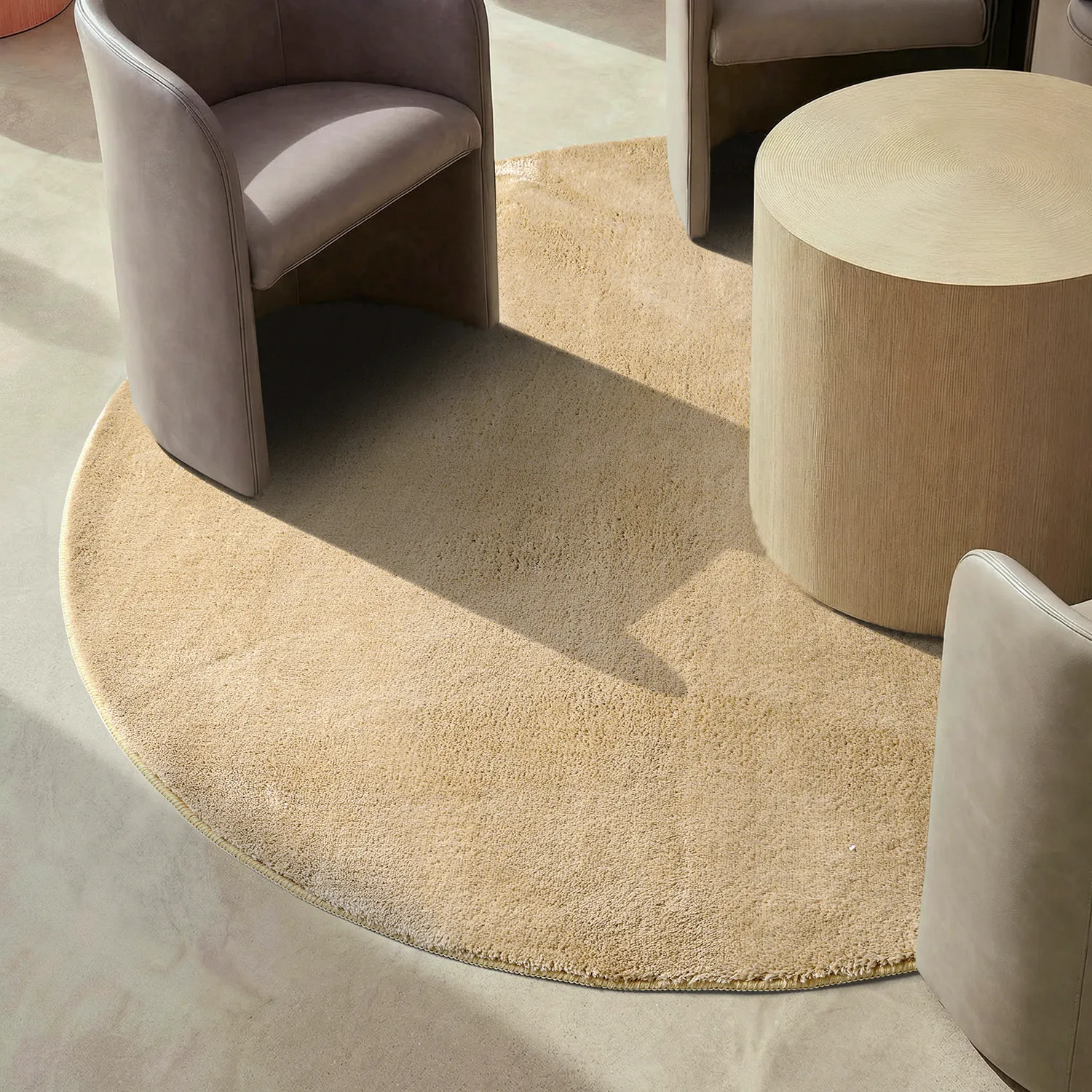Runde Teppiche - Aranga Super Soft Fur (dunkelbeige)
