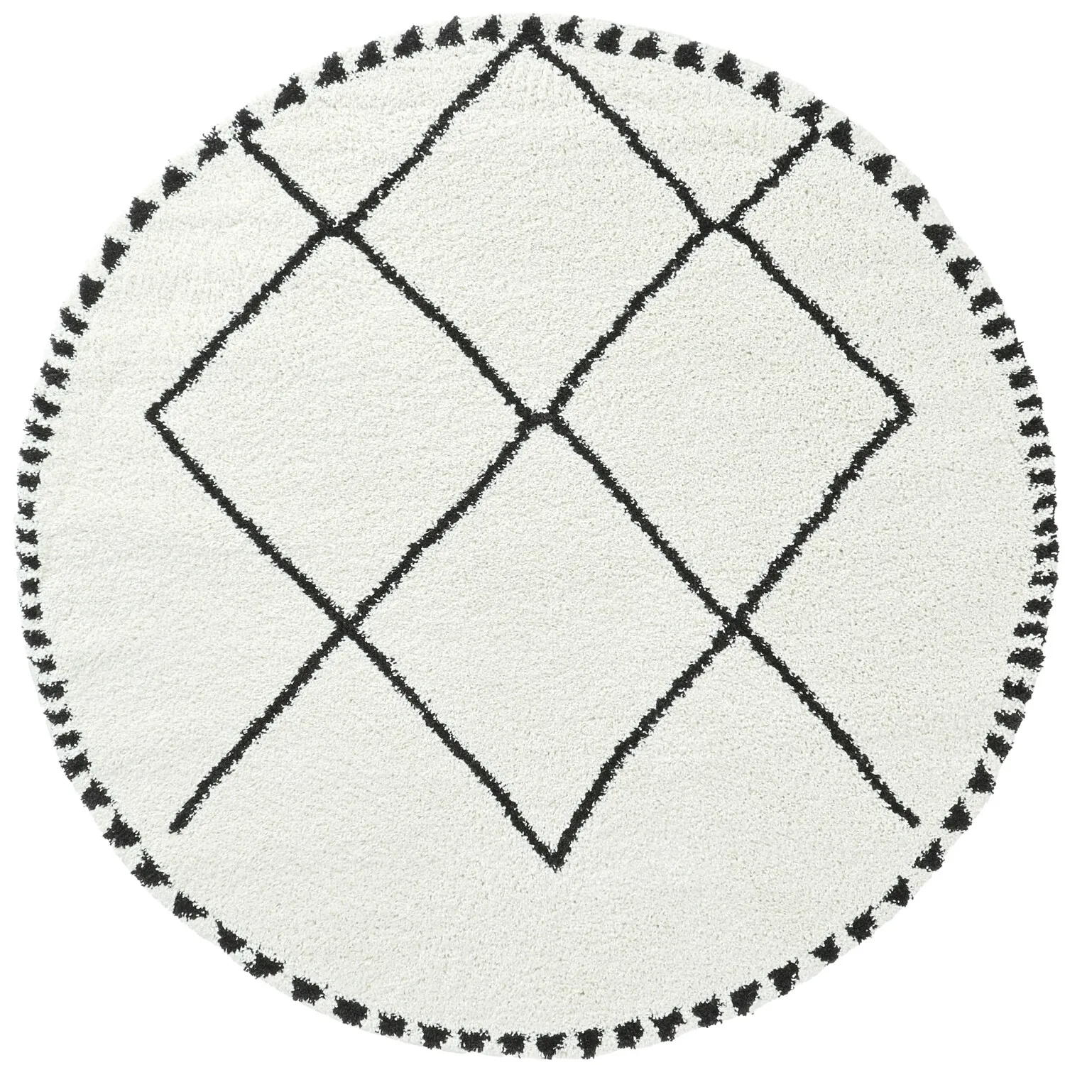 Runde Teppiche - Tiznit (weiß/schwarz)