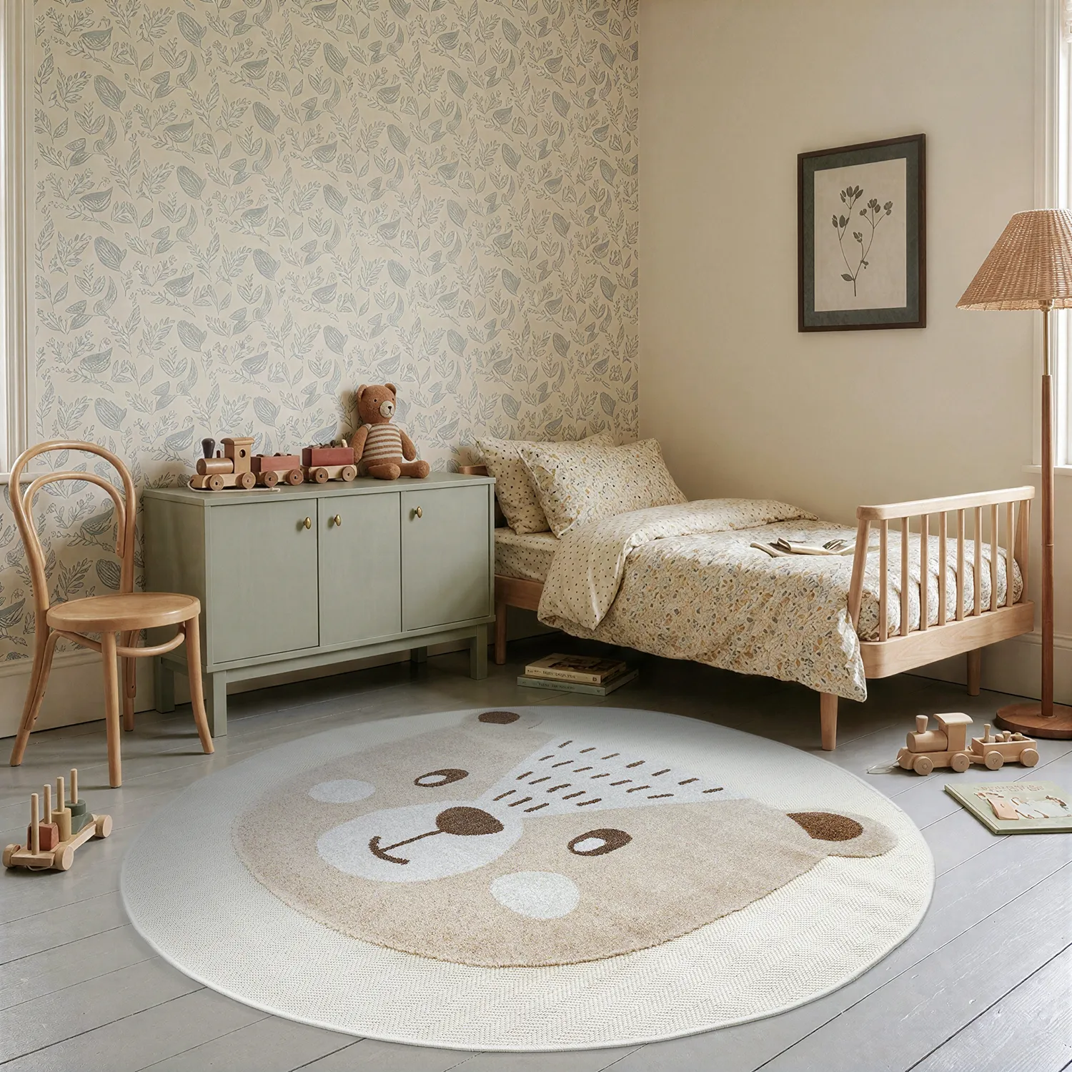 Runder Kinderteppich - Kind Bear (creme)