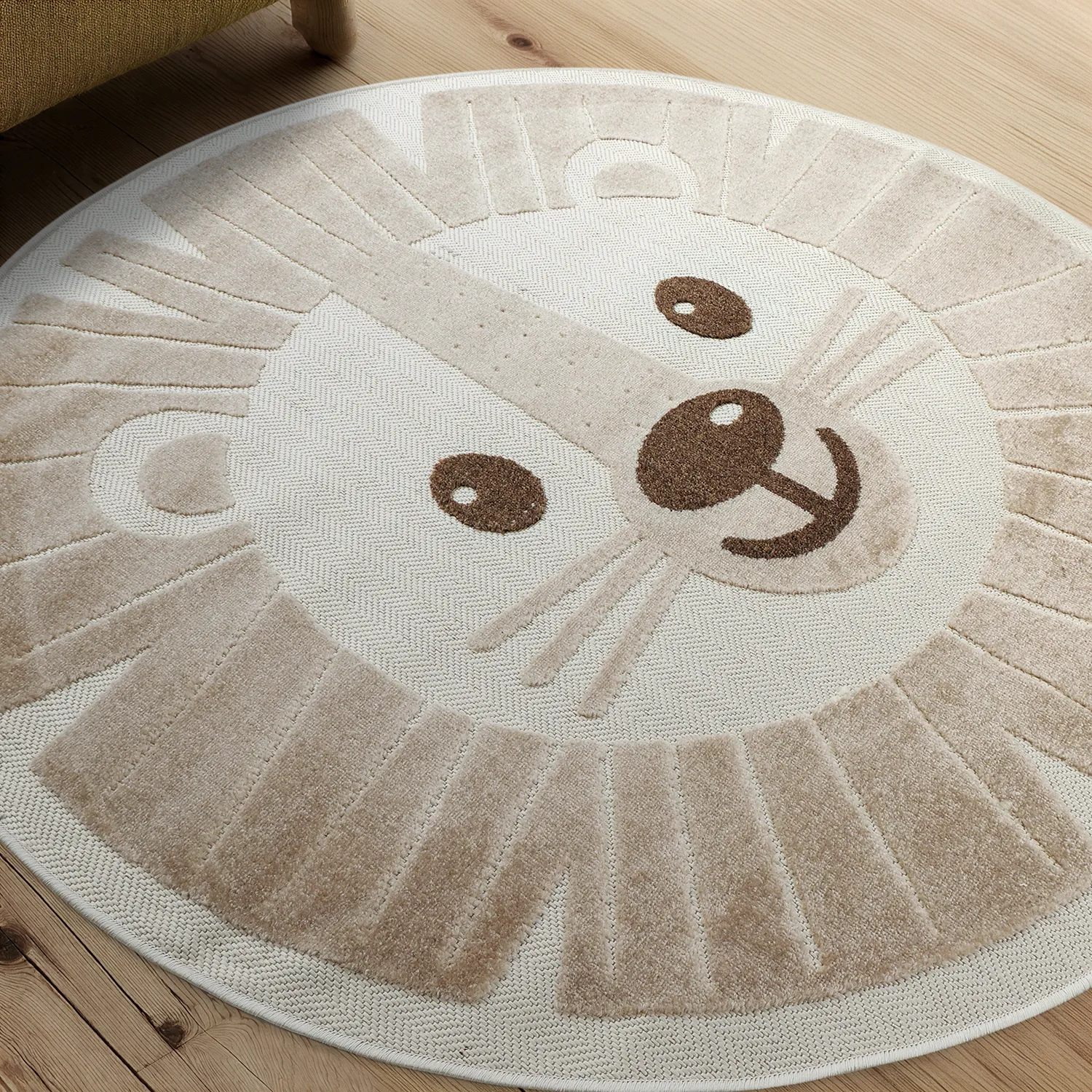 Runder Kinderteppich - Kind Lion (creme)