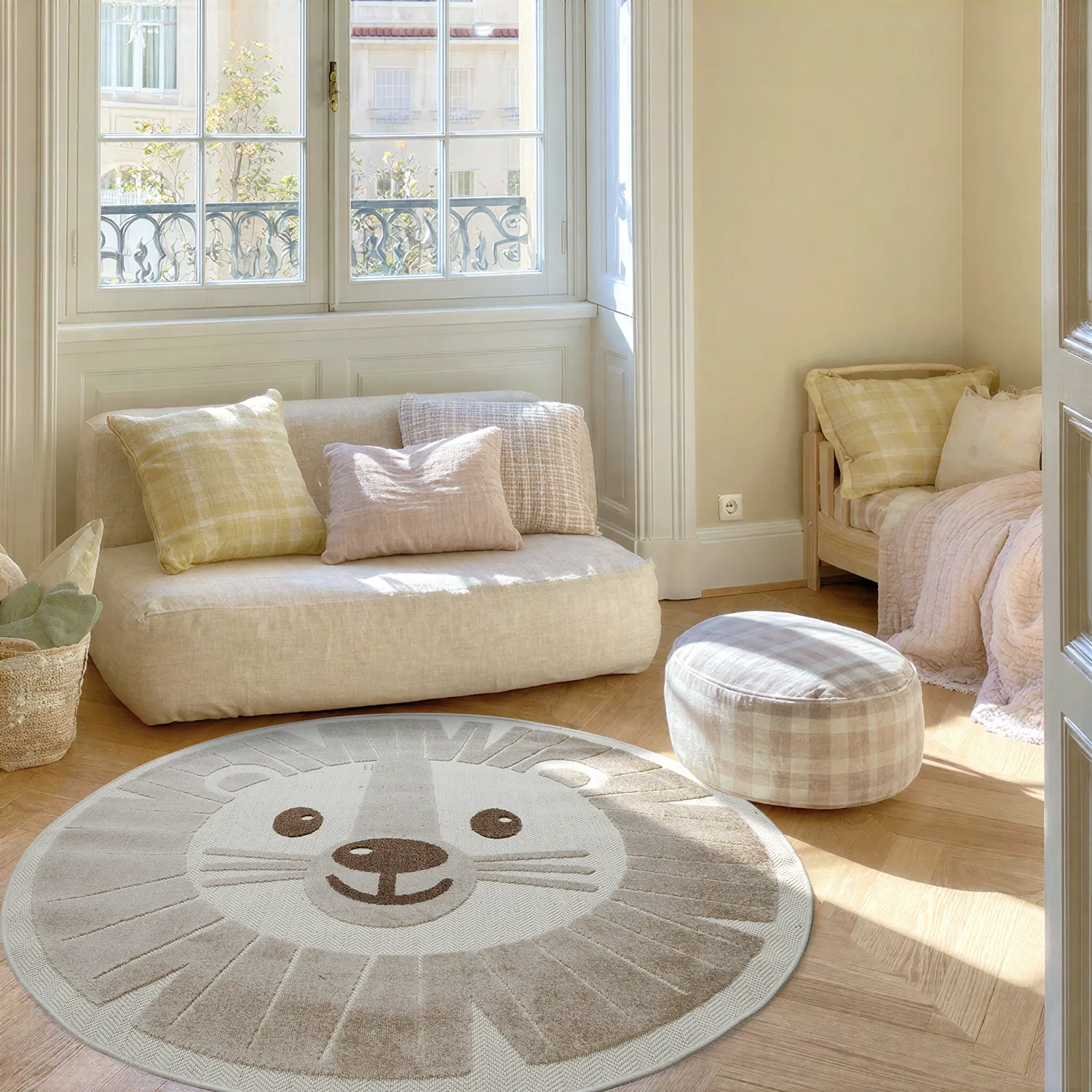 Runder Kinderteppich - Kind Lion (creme)