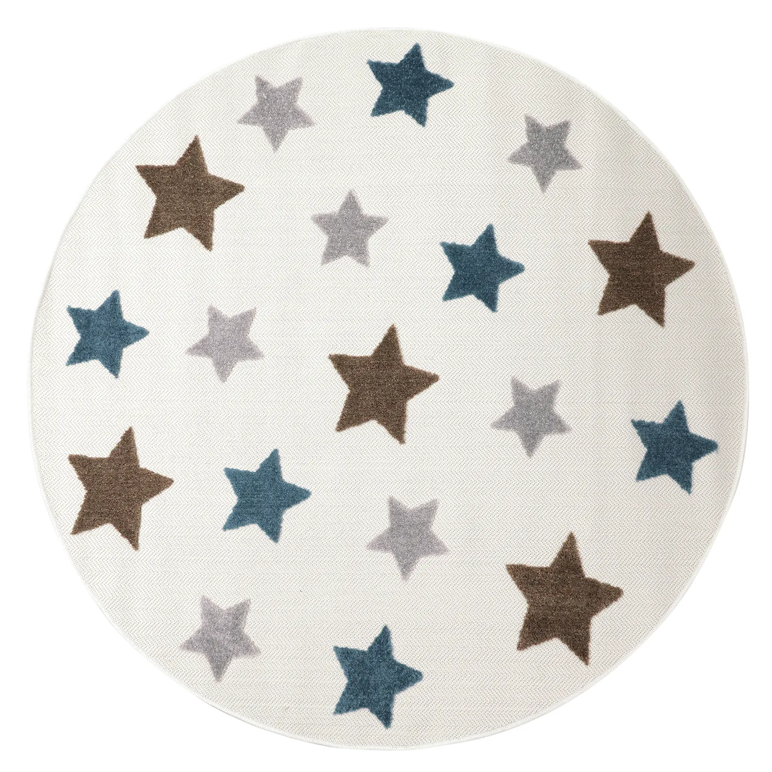 Runder Kinderteppich - Stars (creme/mehrfarbig)