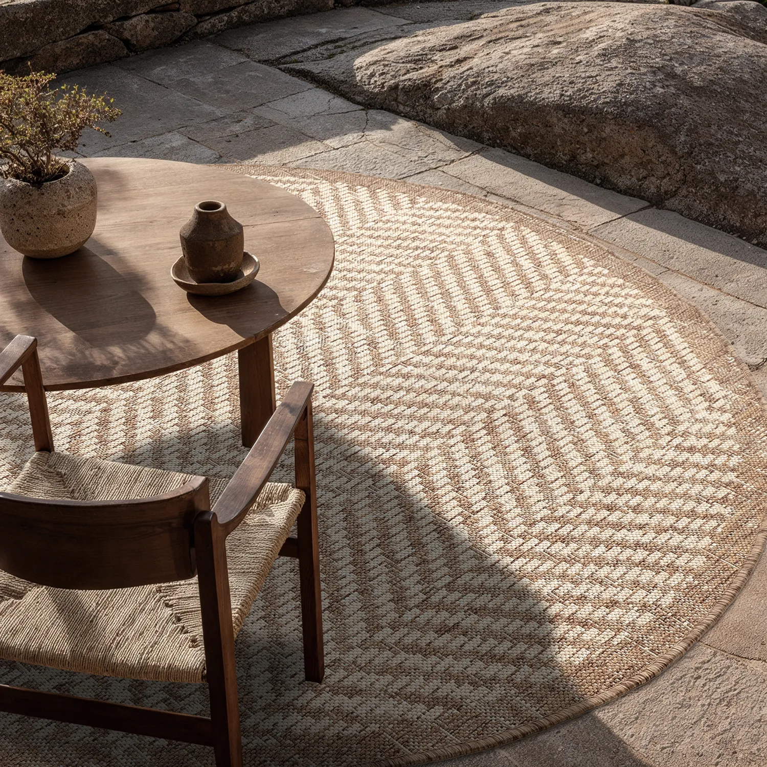 Rund Teppich - Indoor/Outdoor Donora (braun)