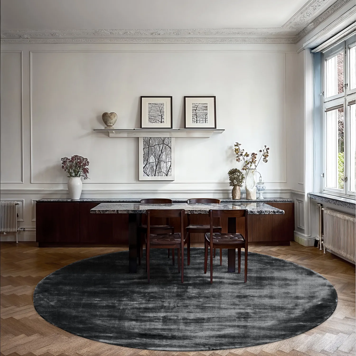 Rund Teppich - Jodhpur Special Luxury Edition (schwarz)