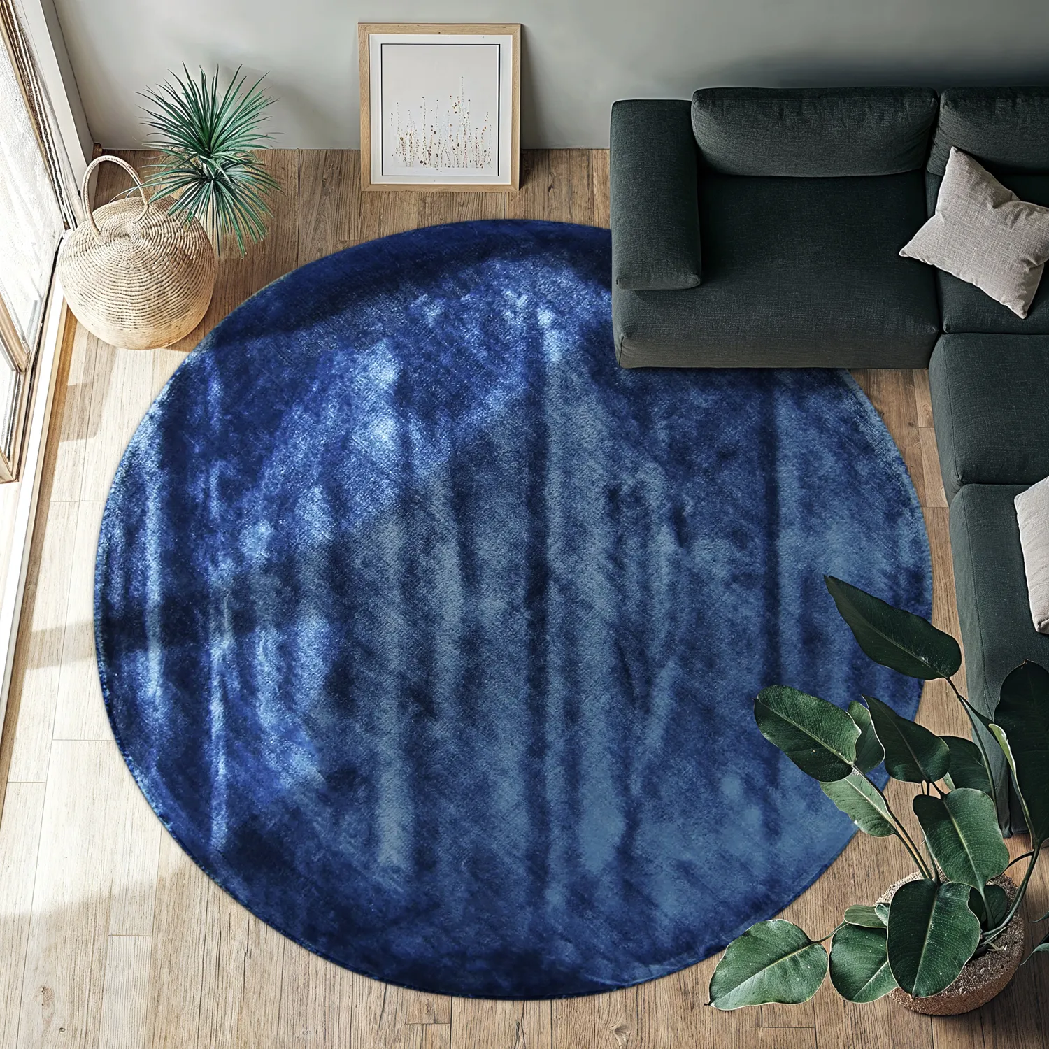 Rund Teppich - Jodhpur Special Luxury Edition Viskose (blau)