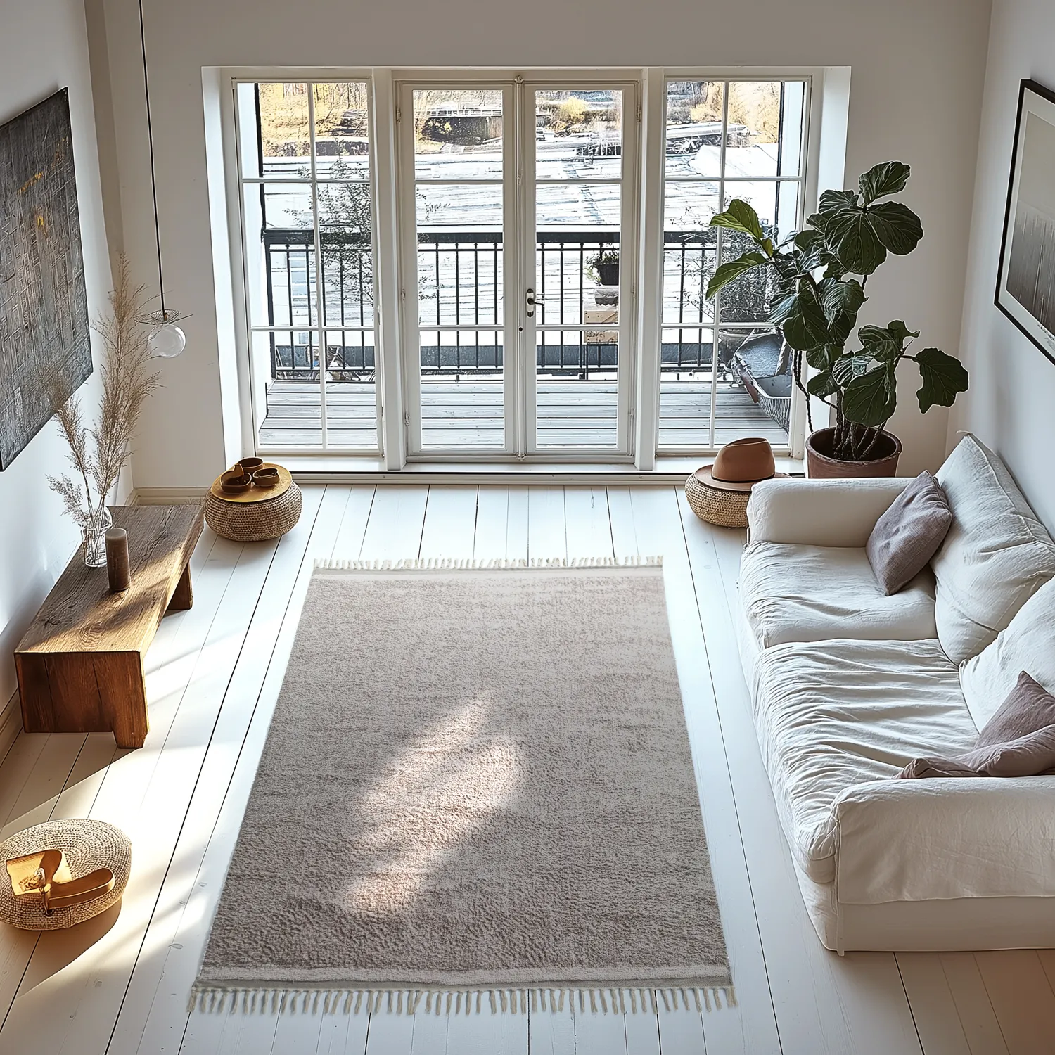 Hochflorteppiche - Celina Natural Cotton Shaggy (taupe/lavendel)