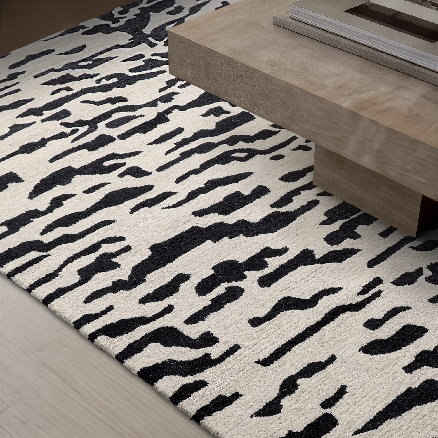 Hochflorteppiche - Zebra Tufted Wool Premium (weiß/schwarz)