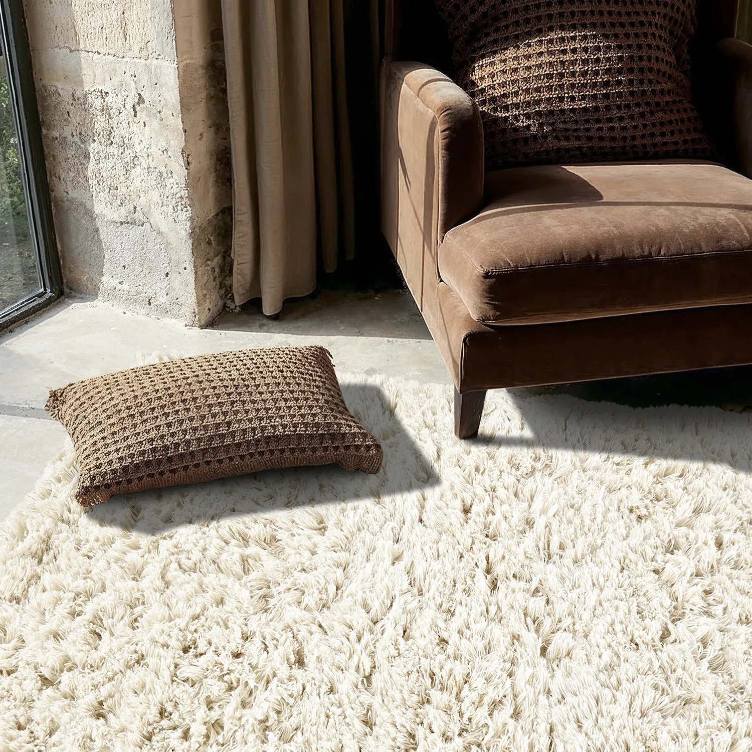 Hochflorteppiche - Fassale Hand Woven Wool Shaggy (weiß)