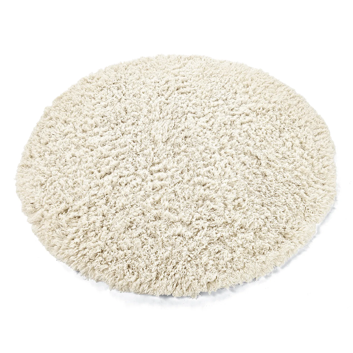 Rund Teppich - Fassale Hand Woven Wool Shaggy (weiß)