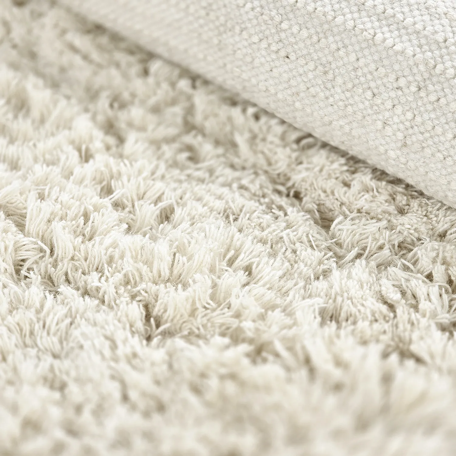 Rund Teppich - Fassale Hand Woven Wool Shaggy (weiß)