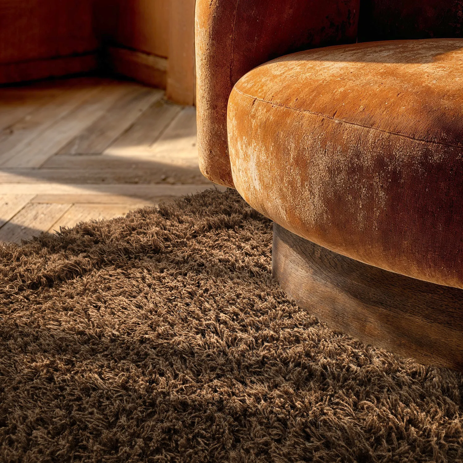 Hochflorteppiche - Melilla Hand Woven Wool Shaggy (braun)