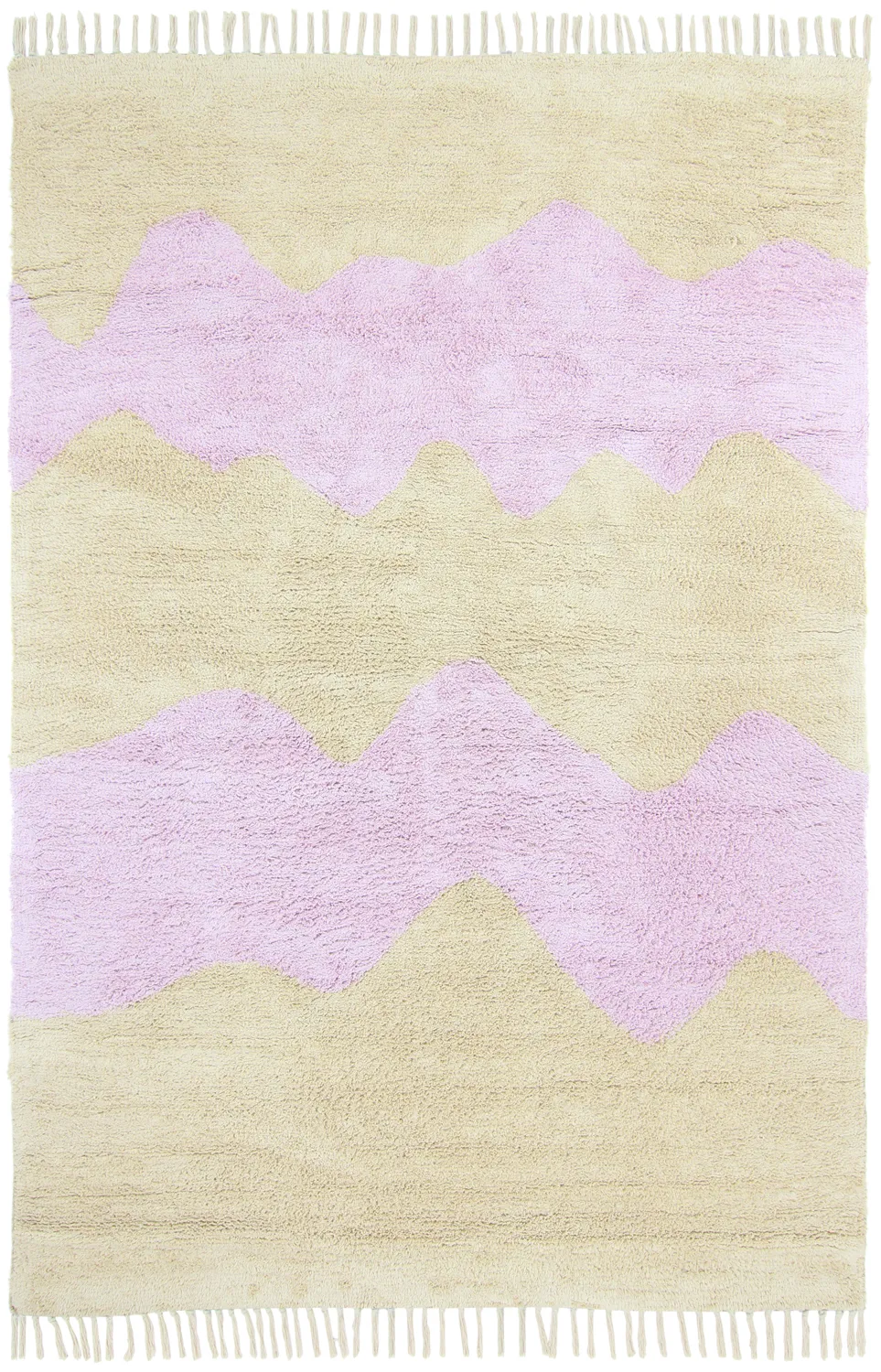 Hochflorteppiche - Amira Natural Cotton Shaggy (beige/lila)