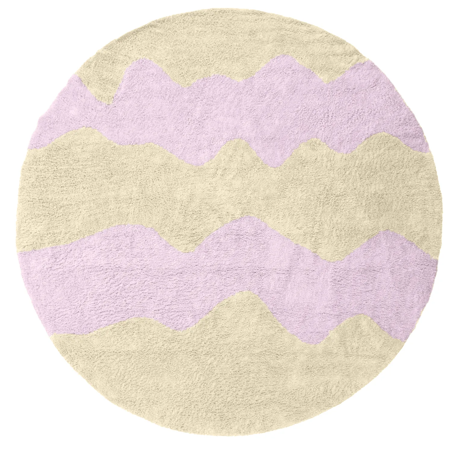 Rund Teppich - Amira Natural Cotton Shaggy (beige/lila)