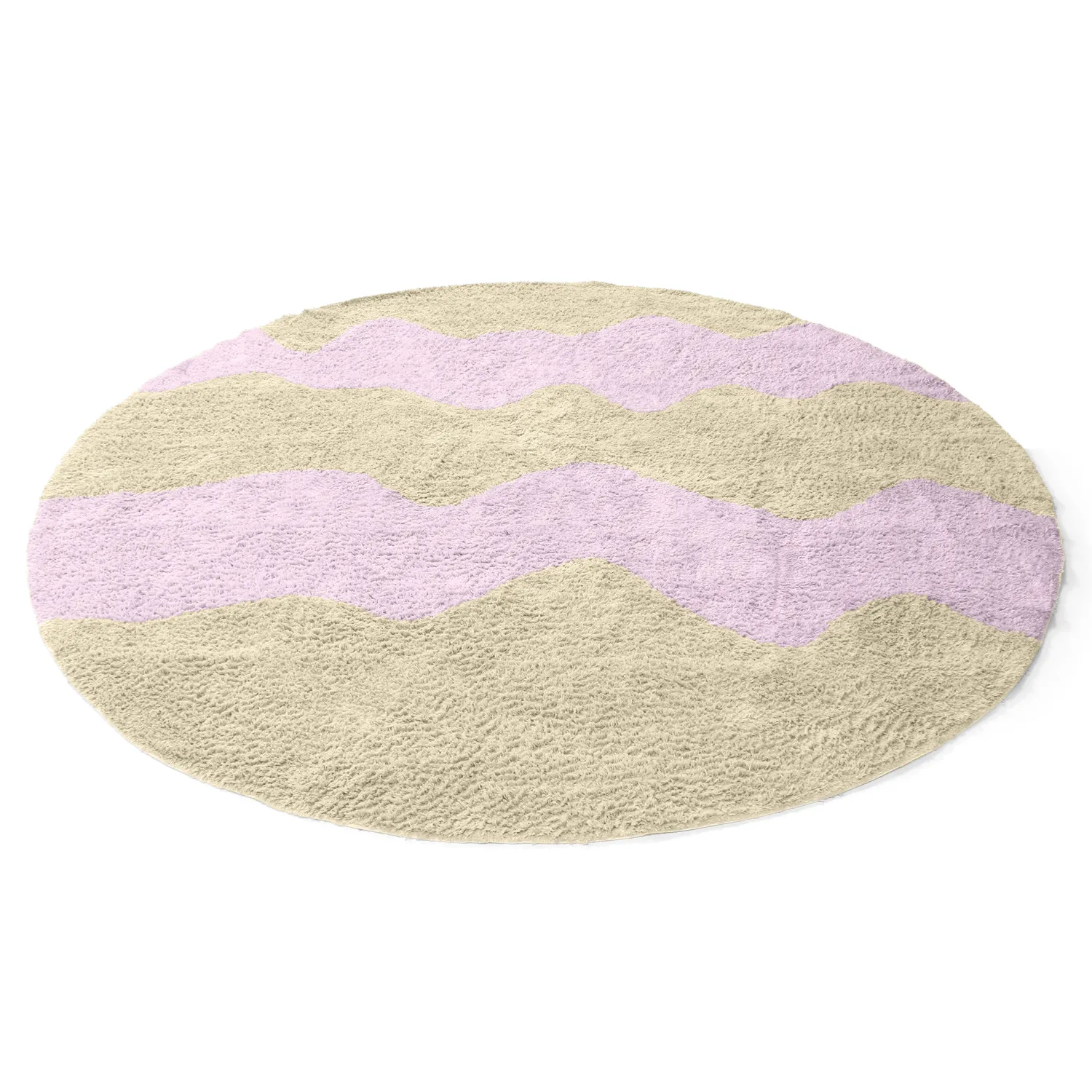 Rund Teppich - Amira Natural Cotton Shaggy (beige/lila)