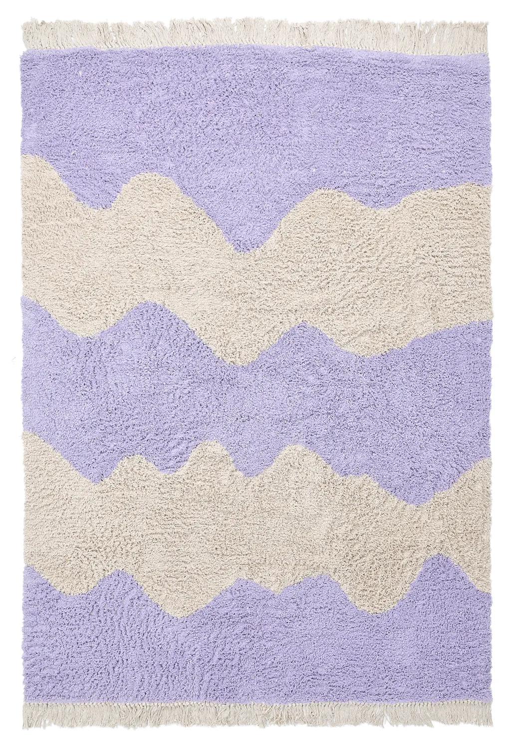 Hochflorteppiche - Amira Natural Cotton Shaggy (lila/beige)