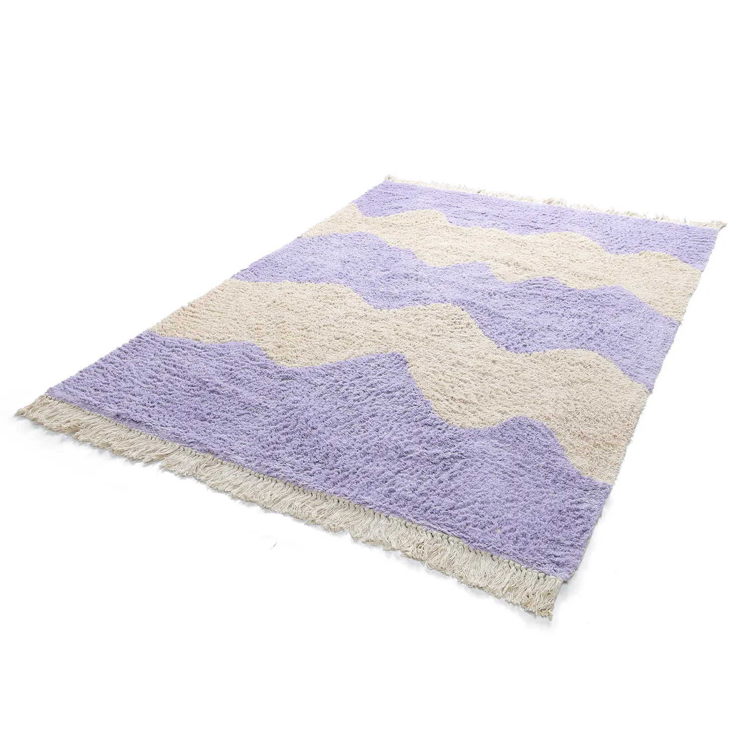 Hochflorteppiche - Amira Natural Cotton Shaggy (lila/beige)