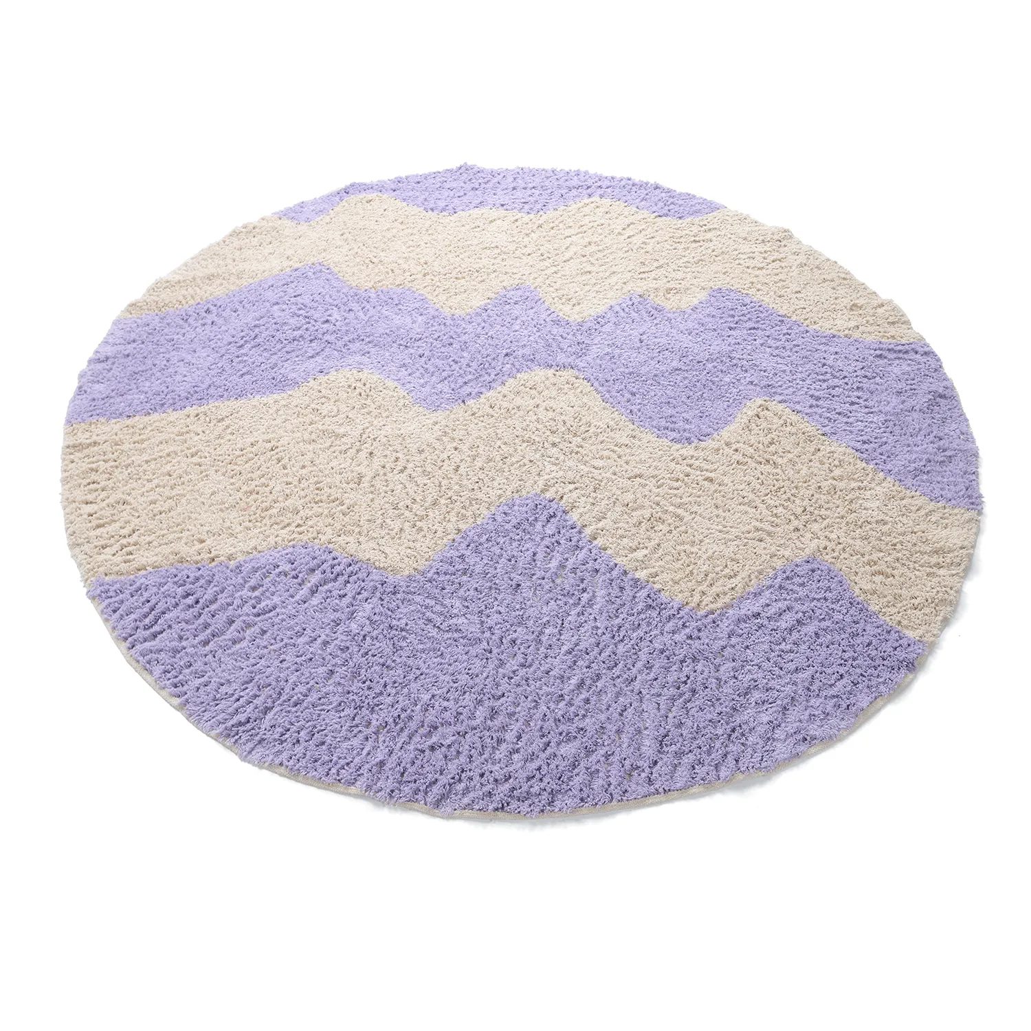 Rund Teppich - Amira Natural Cotton Shaggy (lila/beige)