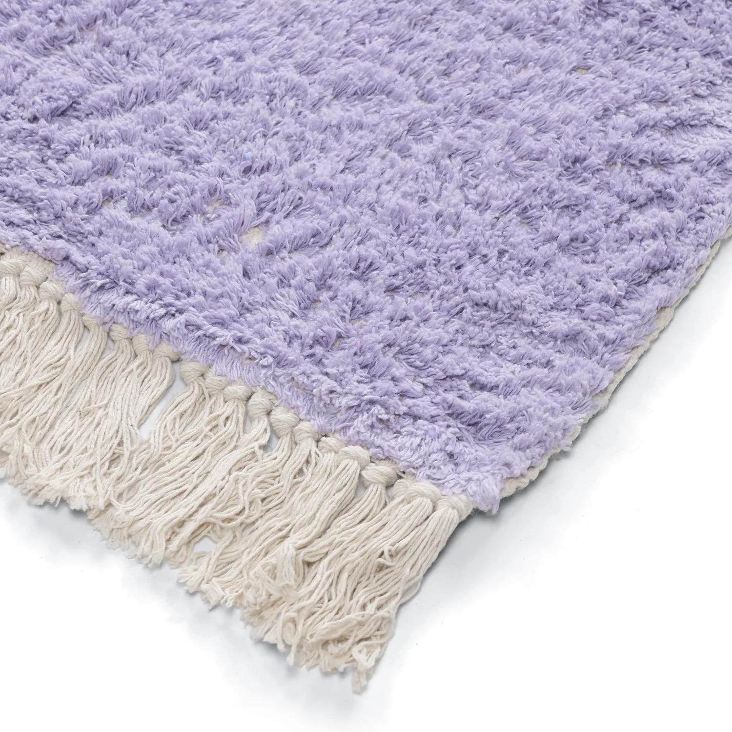 Hochflorteppiche - Amira Natural Cotton Shaggy (lila/beige)