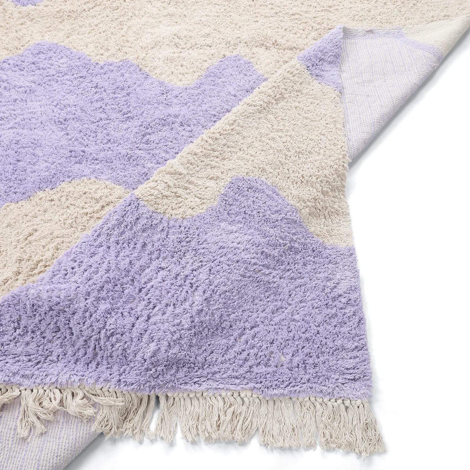 Hochflorteppiche - Amira Natural Cotton Shaggy (lila/beige)