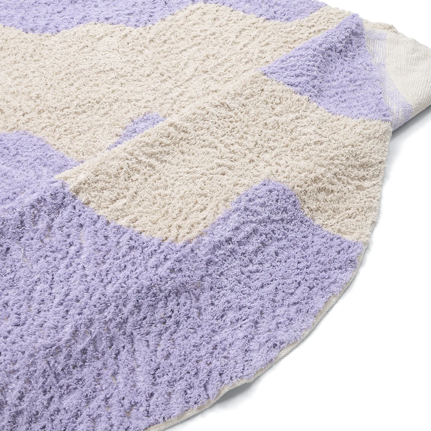 Rund Teppich - Amira Natural Cotton Shaggy (lila/beige)