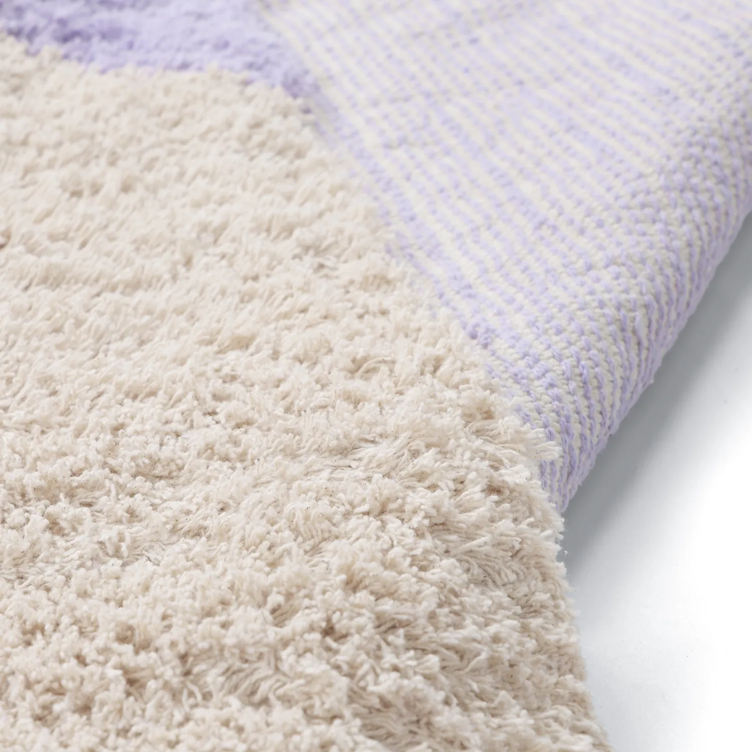 Hochflorteppiche - Amira Natural Cotton Shaggy (lila/beige)