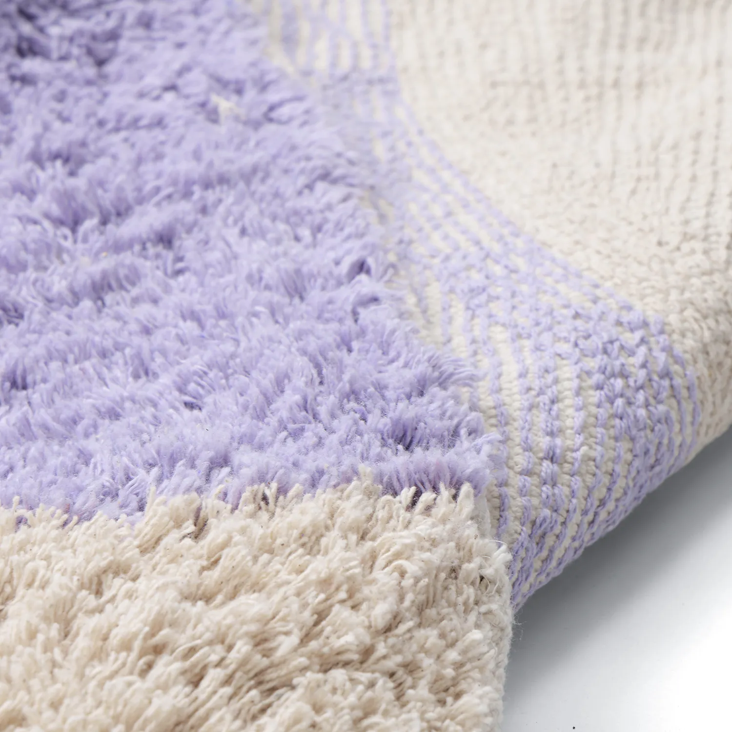Rund Teppich - Amira Natural Cotton Shaggy (lila/beige)
