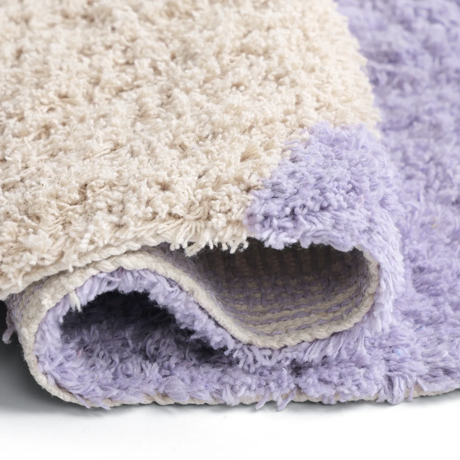 Hochflorteppiche - Amira Natural Cotton Shaggy (lila/beige)