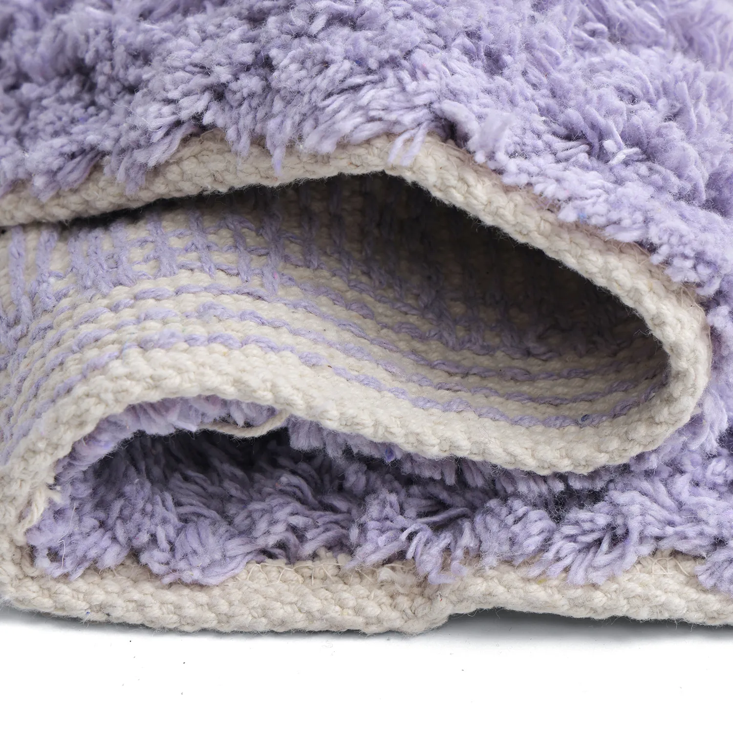 Rund Teppich - Amira Natural Cotton Shaggy (lila/beige)