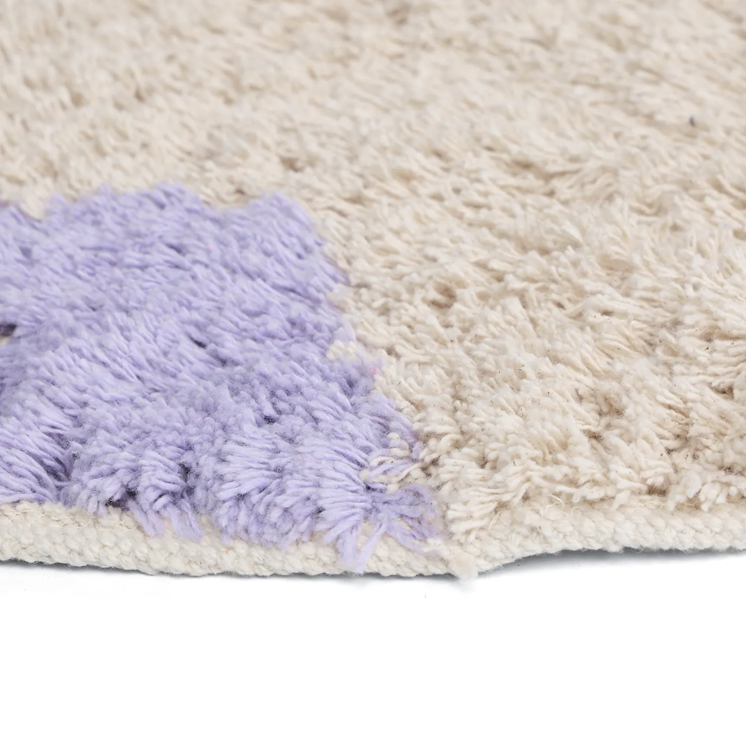 Rund Teppich - Amira Natural Cotton Shaggy (lila/beige)