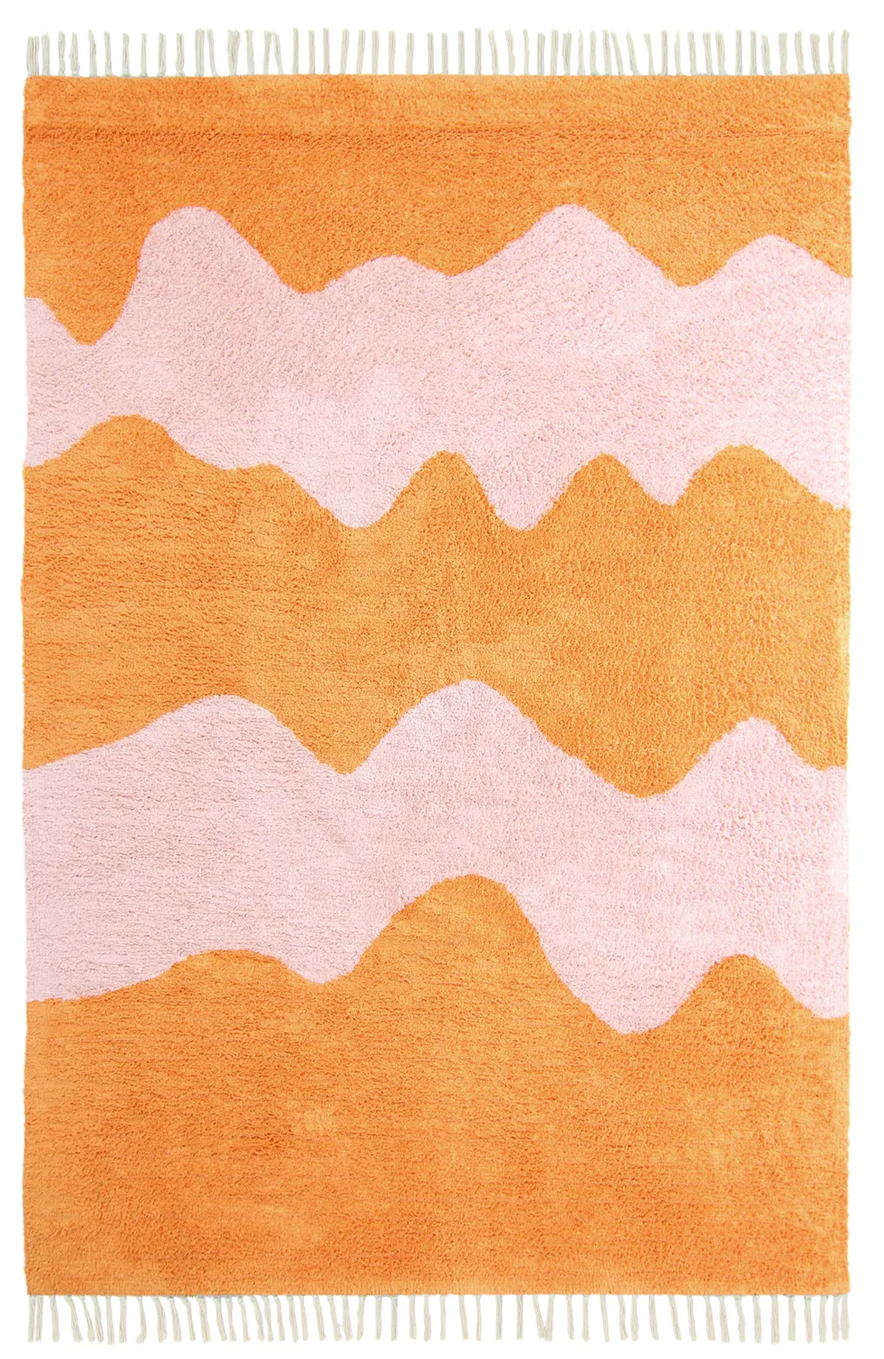 Hochflorteppiche - Amira Natural Cotton Shaggy (orange/rosa)