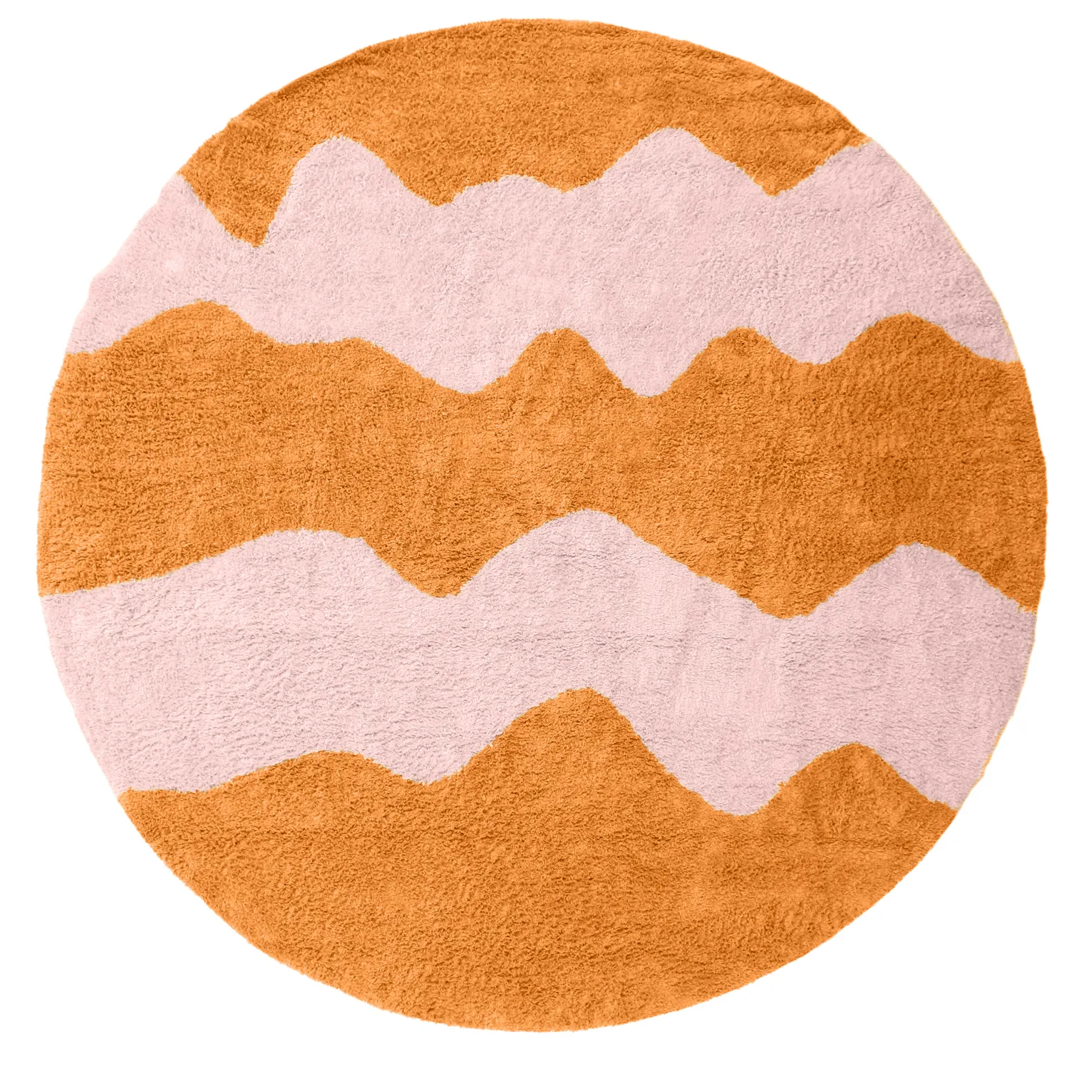 Rund Teppich - Amira Natural Cotton Shaggy (orange/rosa)