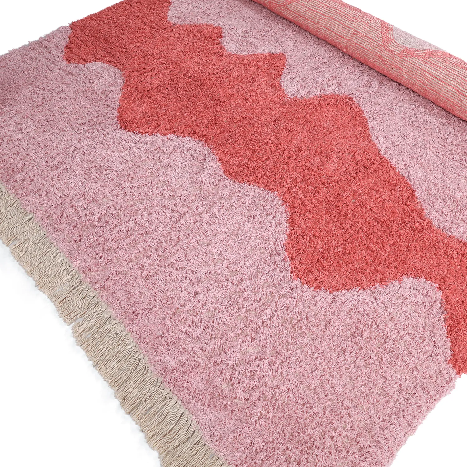 Hochflorteppiche - Amira Natural Cotton Shaggy (rosa)