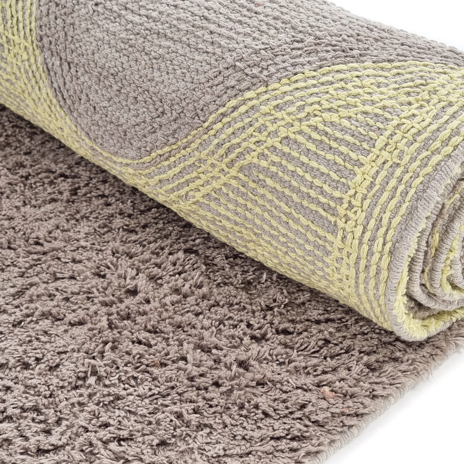 Hochflorteppiche - Amira Natural Cotton Shaggy (taupe/gelb)