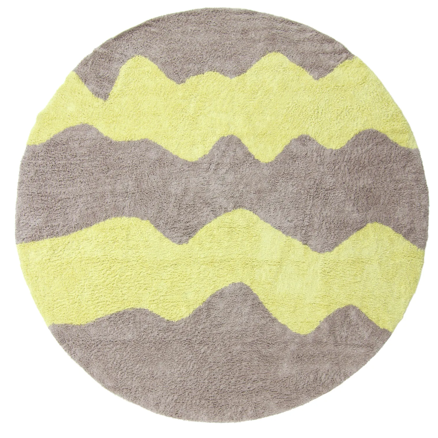 Rund Teppich - Amira Natural Cotton Shaggy (taupe/gelb)