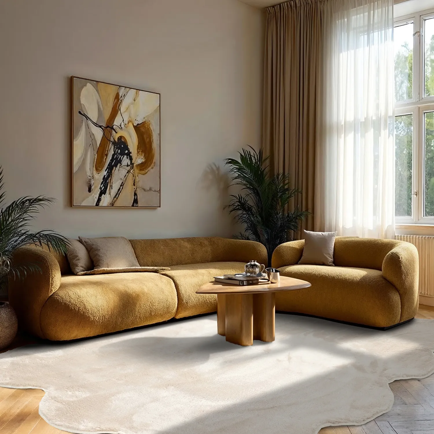 Welligem Hochflorteppich - Aranga Super Soft Fur (beige)