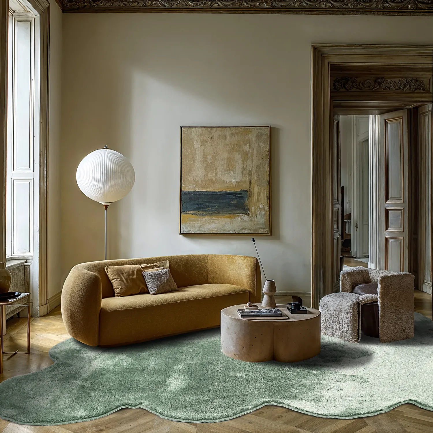 Welligem Hochflorteppich - Aranga Super Soft Fur (grün)