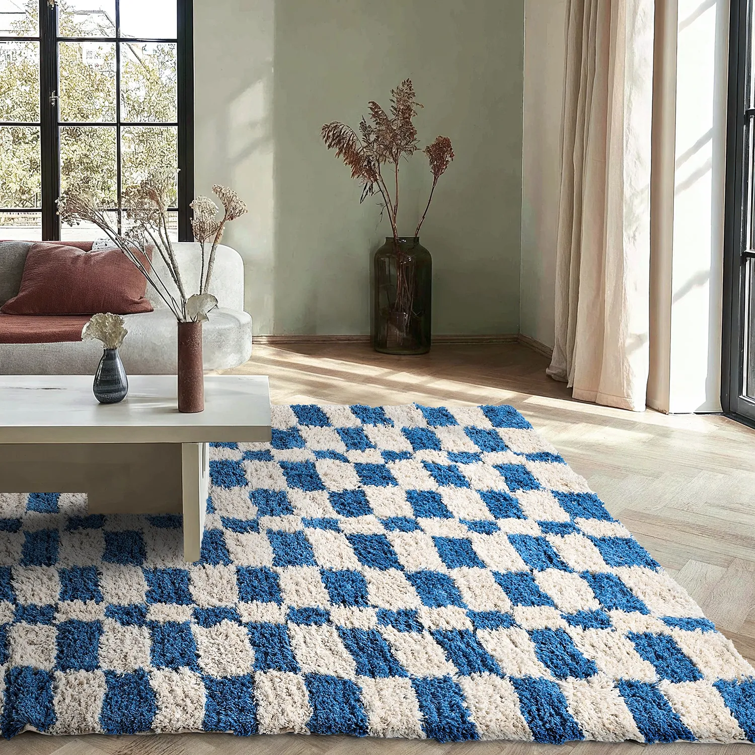 Hochflorteppiche - Atrani Natural Cotton Shaggy (blau)