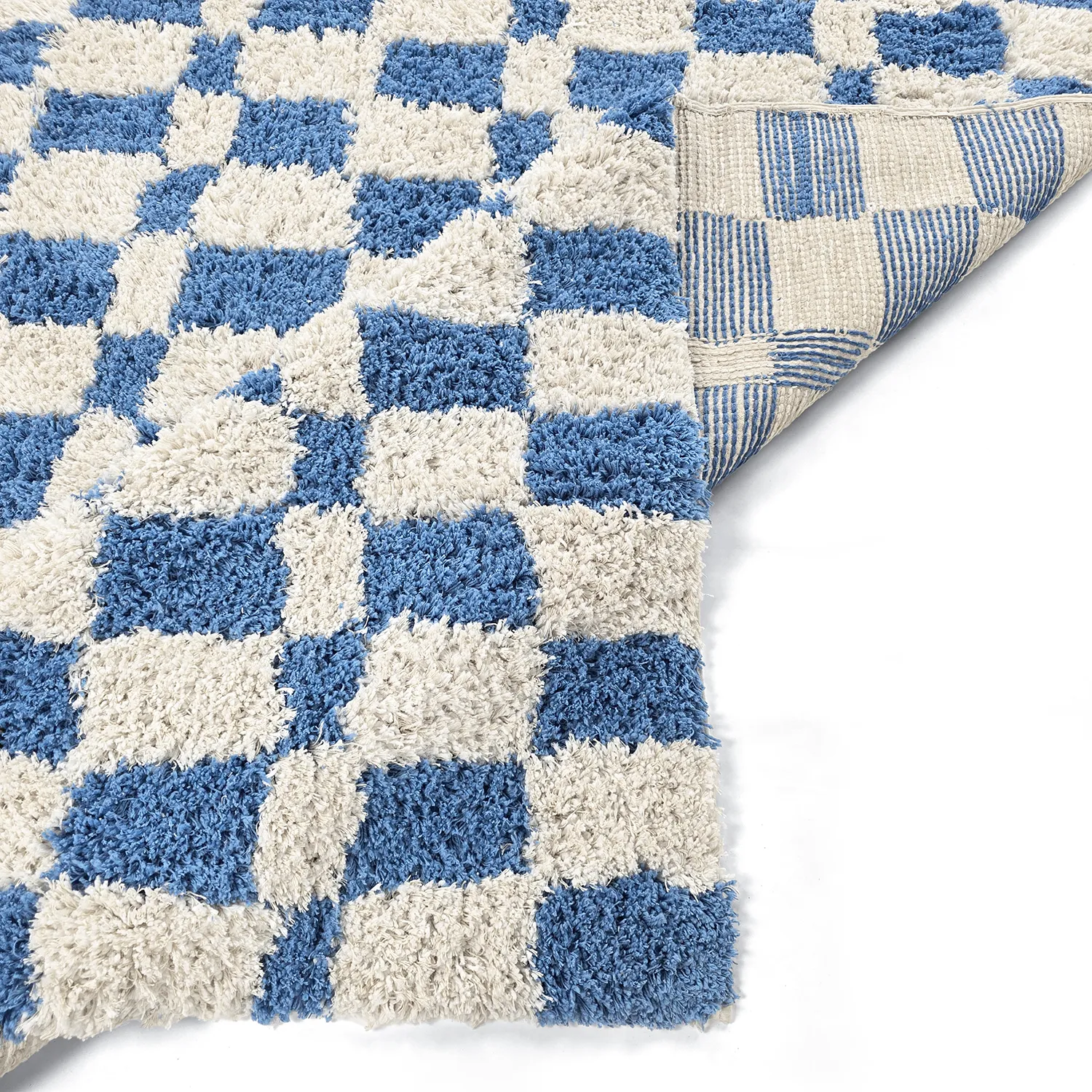 Hochflorteppiche - Atrani Natural Cotton Shaggy (blau)