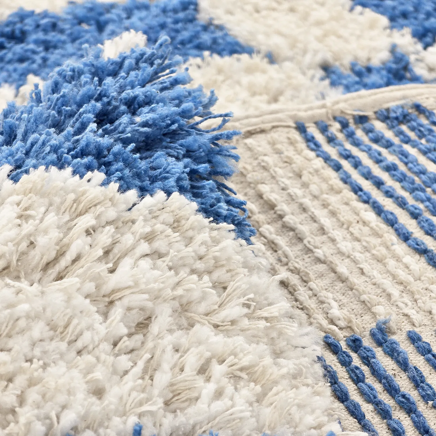 Hochflorteppiche - Atrani Natural Cotton Shaggy (blau)