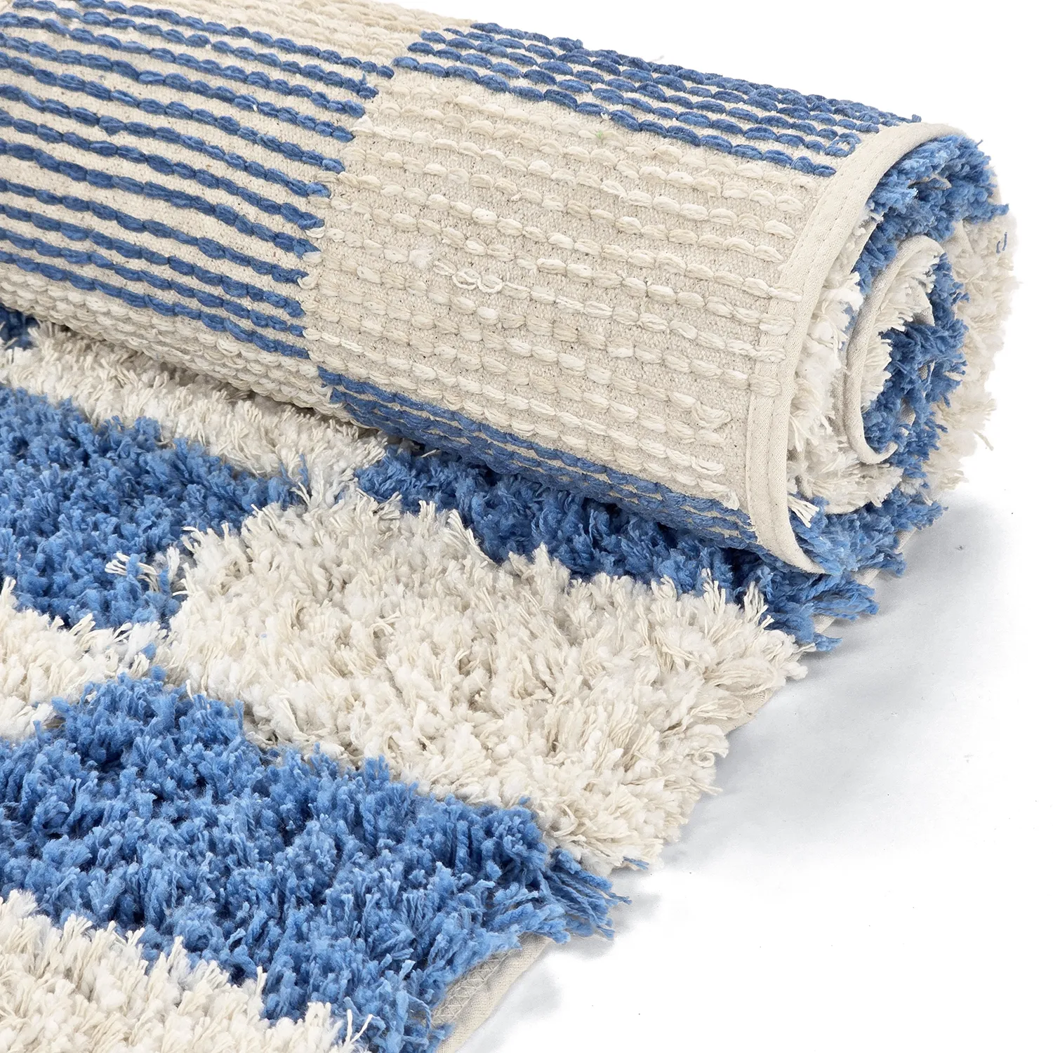 Hochflorteppiche - Atrani Natural Cotton Shaggy (blau)